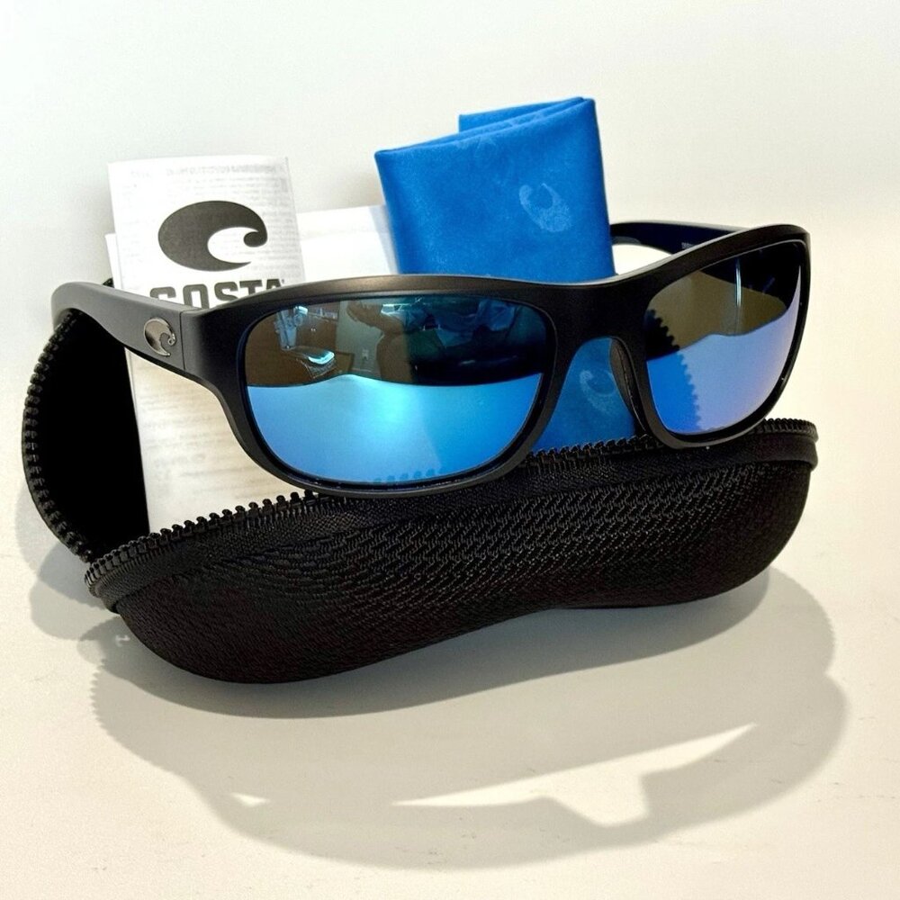 NEW COSTA Clipperton – Matte Black Frame Blue Mirror Polarized Glass Lens